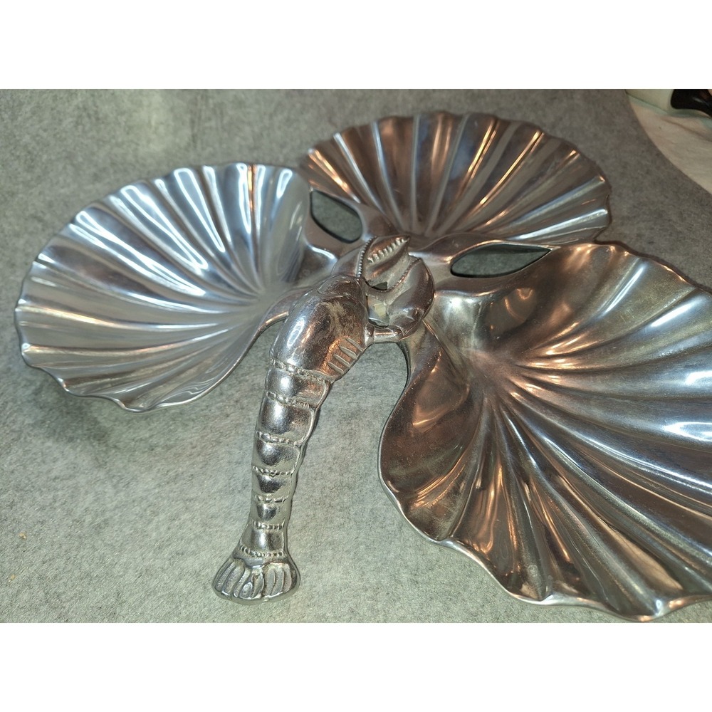 Vintage Bruce Fox Aluminum 3 Shell Lobster‎ Platter Signed